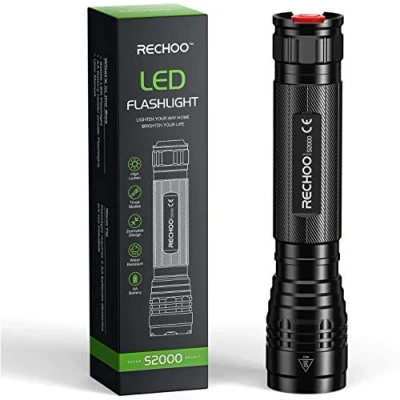 Image of RECHOO LED Torch, 3000 Lumen Super Bright Torches 3 Modes, Long Working Time, Zoomable and IP67 Waterproof Powerful Flashlight for Fishing Camping Emergency