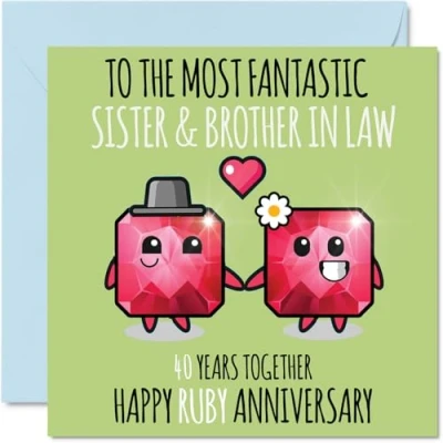 Image of Cute Ruby Anniversary Card for Sister &amp; Brother In Law 40 Years Together Happy 40th Wedding Cards Sister, 145mm x Greeting Fortieth Anniversaries