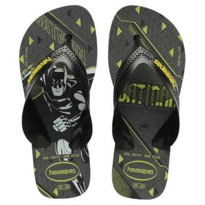 Image of Havaianas Kids Max Herois Flip Flop, Black/Yellow, 7 UK Child