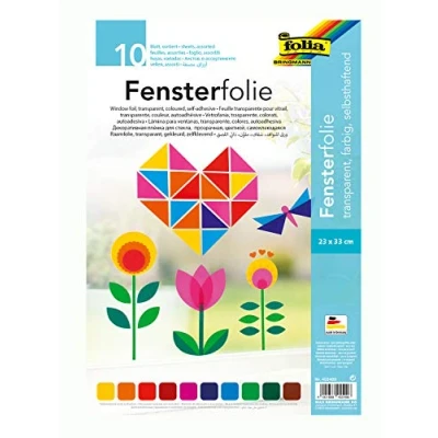 Image of folia 455409 Window Film, 23 x 33 cm, 10 Sheets, Assorted Colours
