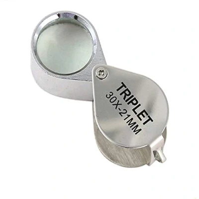 Image of 30x21mm Triplet Loupe Jeweller Magnifying Glass Magnifier with Metal Construction and Optical Silver
