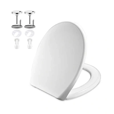 Image of GRIFEMA G952 Toilet Seat Soft Close, White Universal Oval with Adjustable Hinges, Quick Release, Urea Formaldehyde (UF), 57.0 mm*446.0 mm*371.0 mm