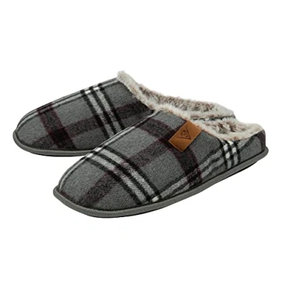 Image of DUNLOP Mens Check Mule Slippers Charcoal UK 8