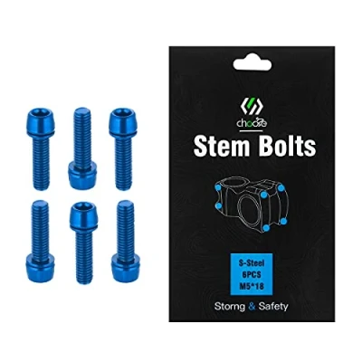 Image of Chooee Bike Stem Bolts 6PCS, M5 x 18mm Screw For MTB/Mountain Bike/Road Bicycle Blue