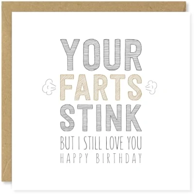 Image of Beau Willows Your Farts Stink Funny Birthday Day Card for Boyfriend Husband Men Dad