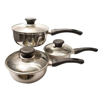 Image of PRIMA 3pc Stainless Steel Cookware Set 14,16,18cm, Silver, Variety Pack