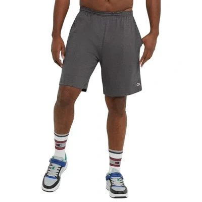 Image of Champion Men&#039;s, Lightweight Lounge, Casual Jersey Knit, Weekend Shorts (Reg. Or Big &amp; Tall), Granite Heather C Patch Logo, 4X Large