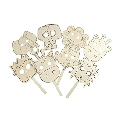 Image of Create Crafts Craft Wooden Masks 22x35cm 16 Asst. Plywood