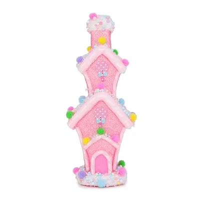 Image of Christmas Concepts® 26cm (10&quot;) Pink Glitter Whoville Decorated Candy House Decorations