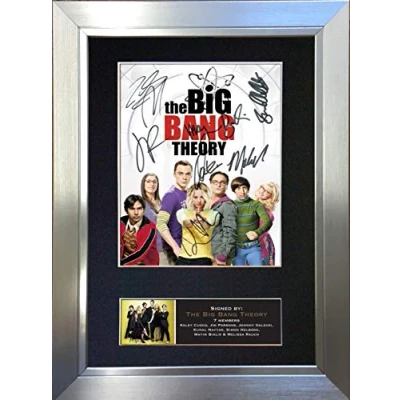 Image of THE BIG BANG THEORY No2 Signed Autograph Mounted Photo Reproduction PRINT A4 Rare Perfect Present Birthday Christmas (297 x 210mm) #723 (Silver Frame)