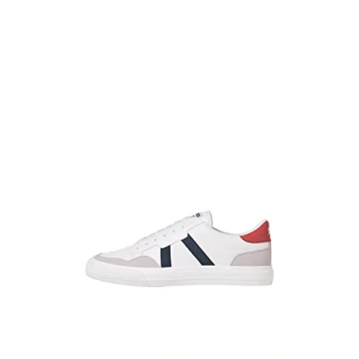 Image of JACK &amp; JONES Men&#039;s Jfwmorden Pu Combo 2.5 Sn Sneaker, White Detail Navy Red, 10 UK