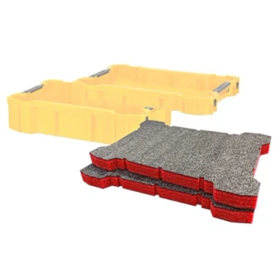 Image of Shadow Foam ToughSystem 2.0 Tool Tray Inserts [Twin Pack] for DeWalt Toolboxes Organisation (30mm, Red)