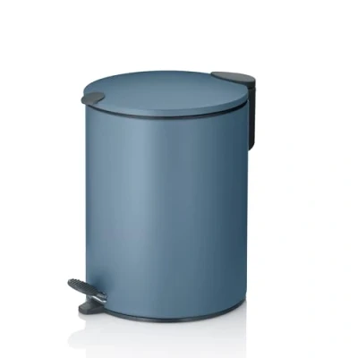 Image of kela Mats 23609 Cosmetic Bin 3 L Diameter 17 cm Metal Smoke Blue Silent Close Removable Inner Bucket with Carry Handle Non Slip Base