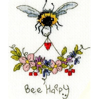 Image of Bothy Threads Cross Stitch Kit Greeing Card Bee Happy