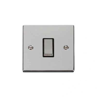 Image of Click Deco 1 Gang 10AX Intermediate Ingot Switch Polished Chrome Black Inserts
