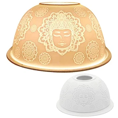 Image of The Leonardo Collection LP47523 Tea Light Holder Buddha For Adults Multicolor Accessory, White
