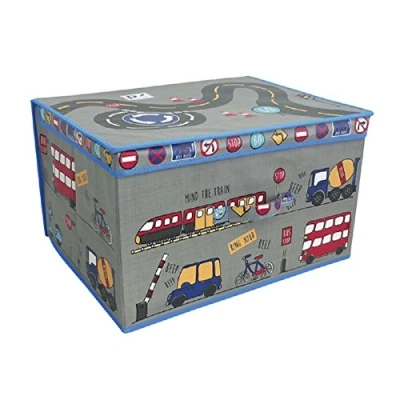 Image of Travel Foldable Pop Up Room Tidy Storage Chest Toy Box for Girls and Boys, Fabric, Grey, 50 x 30 40 cm