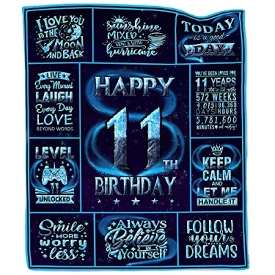 Image of FTEFueie Birthday Gifts for 11 Year Old Boys, Boy Gift Ideas, Boy, 11th Decorations Boys Throw Blanket 50&quot;X60&quot;