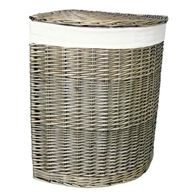 Image of Red Hamper Wicker Willow Antique Wash Small Corner Laundry Basket