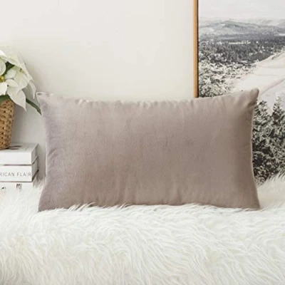 Image of MIULEE Velvet Soft Decorative Square Throw Pillow Case Cushion Covers Luxury Pillowcases for Livingroom Sofa Bedroom with Invisible Zipper 30cm x 50cm 12x20 Inch 1 Piece Heart Wood