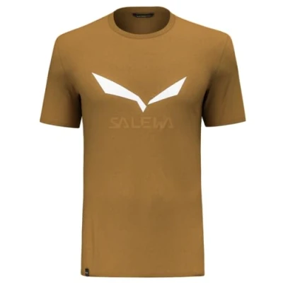 Image of Salewa Solid Logo Dry M T Shirt Golden Brown