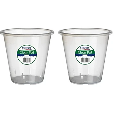 Image of 2 x Clear Orchid Pots Plastic Flower Plant Pot For Optimal Growth 18cm