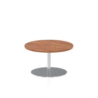 Image of Italia 800mm Poseur Round Table Walnut Top 475mm High Leg