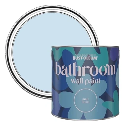 Image of Rust Oleum Blue Water Resistant Bathroom Wall &amp; Ceiling Paint Powder 2.5L