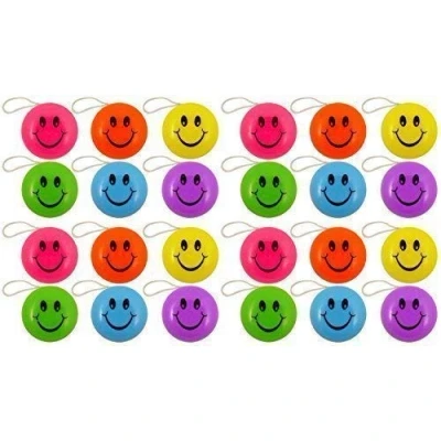 Image of Henbrandt 24 x Mini Coloured Yo Return Top Toys Childrens Party Bag Toy Fillers