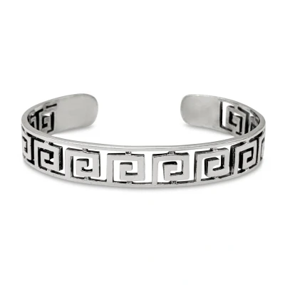 Image of 81stgeneration Women&#039;s 925 Sterling Silver Greek Key Thick Adjustable Bangle