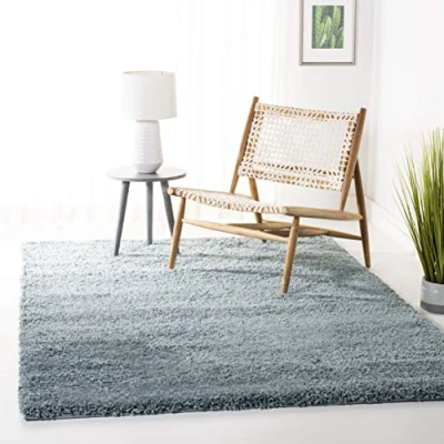 Image of SAFAVIEH Shaggy Rug for Living Room, Dining Bedroom California Shag Collection, High Pile, in Light Blue, 91 X 152 cm