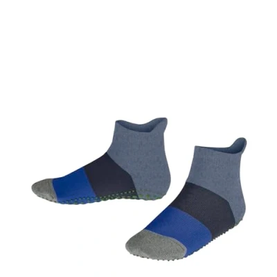 Image of FALKE Unisex Kids Colour Block K HP Cotton Grips On Sole 1 Pair Grip socks, Blue (Blau Melange 6667) new eco friendly, 3 5