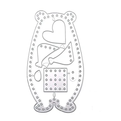 Image of Yjcnelcr Heart Bear Theme Metal Die Cutting Dies Cut Stencils For Paper Leather Scrapbooking Card Making
