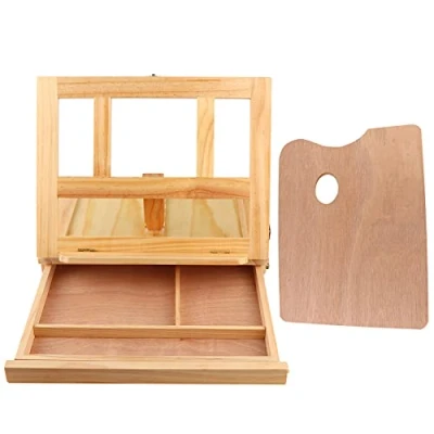 Image of Wood Tabletop Easel, Adjustable Folding Wooden Table Sketch Box Artist Easel for Kids Beginners Drawing Sketching Painting