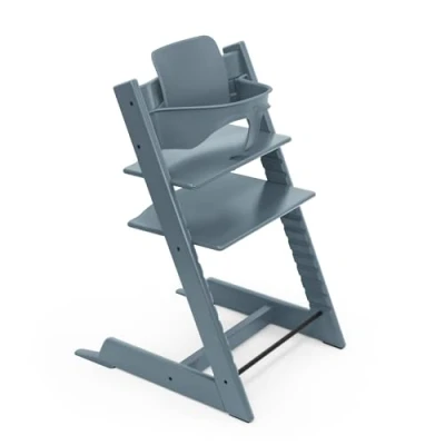 Image of Stokke Tripp Trapp High Chair, Fjord Blue Includes Chair + Baby Set2 for Children 6 36 Months Adjustable, Ergonomic &amp; Easy to Clean