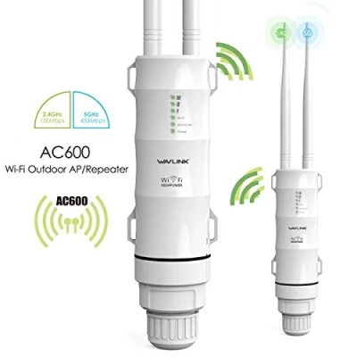 Image of Wavlink AC600 Wireless Outdoor WiFi Signal Booster,Access Point/Outdoor Router/Repeater/WISP,Support Passive PoE, Dual Band 2.4GHz 150Mbps + 5GHz 433Mbps, Ideal for Garden Wi Fi