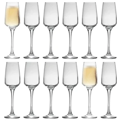 Image of LAV 12x Clear 230ml Lal Glass Champagne Flutes Reusable Prosecco Wine Wedding Party Drinking Glasses Gift Set