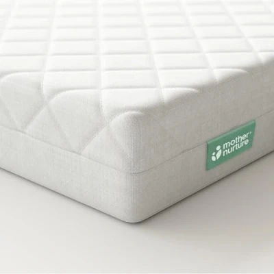 Image of Mother Nurture Classic Eco Fibre Cot Bed Mattress Reversible, Water Resistant, Baby Mattress, Firm &amp; Supportive, Hypoallergenic Easy Clean Quilted Cover, White, BSI Tested Size 120 x 60 10cm
