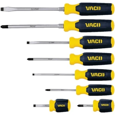 Image of VACO VAC7082 8 Piece Screwdriver Set, Versatile Phillips and Slotted Drivers, Laser Etched Precision Blades Comfort Handles