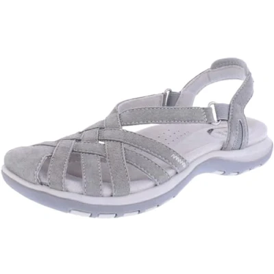 Image of Free Spirit Womens Alexa Suede Leather Comfort Summer Casual Walking Sandals (Smoke, UK Footwear Size System, Adult, Women, Numeric, Medium, 5)