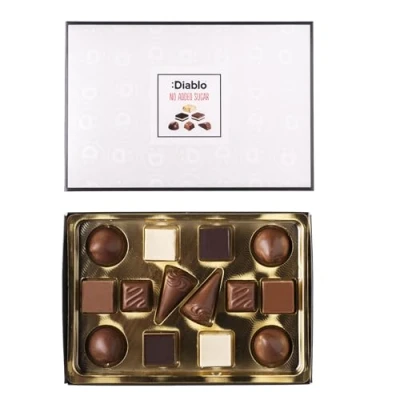 Image of Diablo No Added Sugar Luxury Chocolate Box, Gluten Free Gift Box of Chocolates Noir, Hazelnut, Forrest Fruit, Cocoa Cream, Praline, Coffee (14 Pieces) (Pack 2)