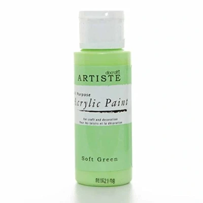 Image of Artiste Acrylic Paint 59ml 2Oz Soft Green, Quick Drying Professional Art, Craft and Hobby Artists Paint, Vibrant Colour, Water Based Paints Cover All Surfaces with Ease, Ideal for Travel