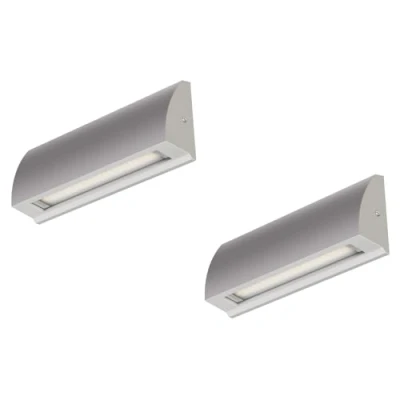 Image of ledscom.de 2 LED Wall Light/Staircase Light SEGIN for Outdoors, IP54, Flat, Downlight, Grey matt, Angular, 6.3 W, 630lm, Cool White