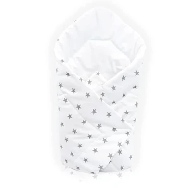 Image of Baby Swaddle Wrap Infant Bedding Blanket/Cotton Newborn Duvet Quilt Envelope 0 to 3 Months (Grey stars on white background)