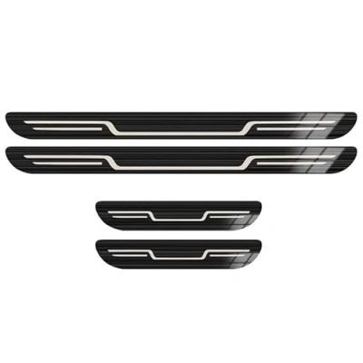 Image of 4Pcs Car Door Sill Protector for Lexus UX 2019 , Stainless Steel Welcome Pedal Kick Plates Scuff Guard Styling Decoration Accessory, Bla ck