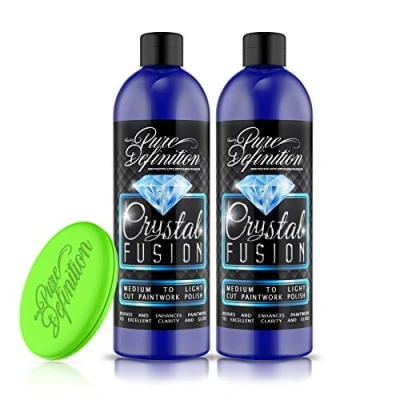 Image of Pure Definition Car Polish Scratch Remover, Deep Shine Crystal Fusion Paintwork Colour Restorer, Comes With Foam Applicator Pad, 500ml