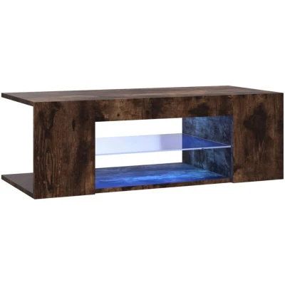 Image of vidaXL TV Cabinet with LED Lights Smoked Oak 90x39x30 cm