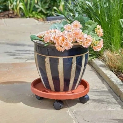 Image of Garden Mile® Plant Pot Caddy Stand Indoor Outdoor Patio Home Rollers Saucer Tray Pallet (29cm Caddy)