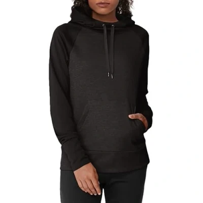 Image of Hanes Women&#039;s Sport Performance Fleece Pullover Hoodie, Black Solid/Black Heather, S