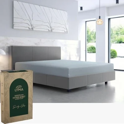 Image of LYMA Bedding Fitted Sheet Single, Deep Pockets 35CM, OEKO TEX Certified, Ultra Soft Nanoplush Double Brushed Quick Dry Fabric, Shrink &amp; Fade Resistant, Easy Care Elastic Bottom (Light Grey)